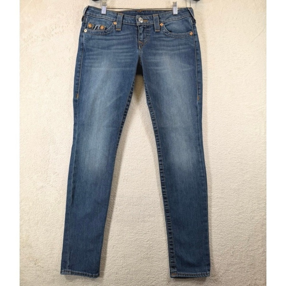True Religion Skinny Jeans Womens 29x31  Denim Horseshoe Stitch Low Rise